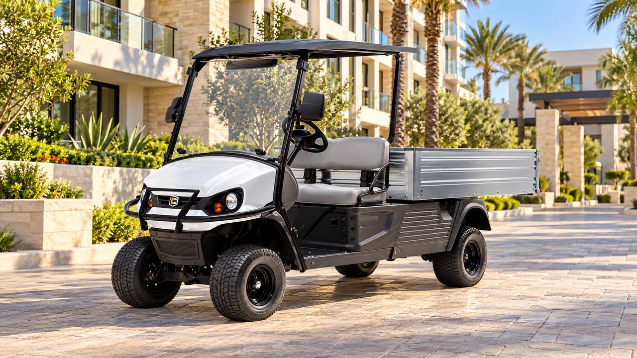 Cushman commercial utility vehicle at a residential property